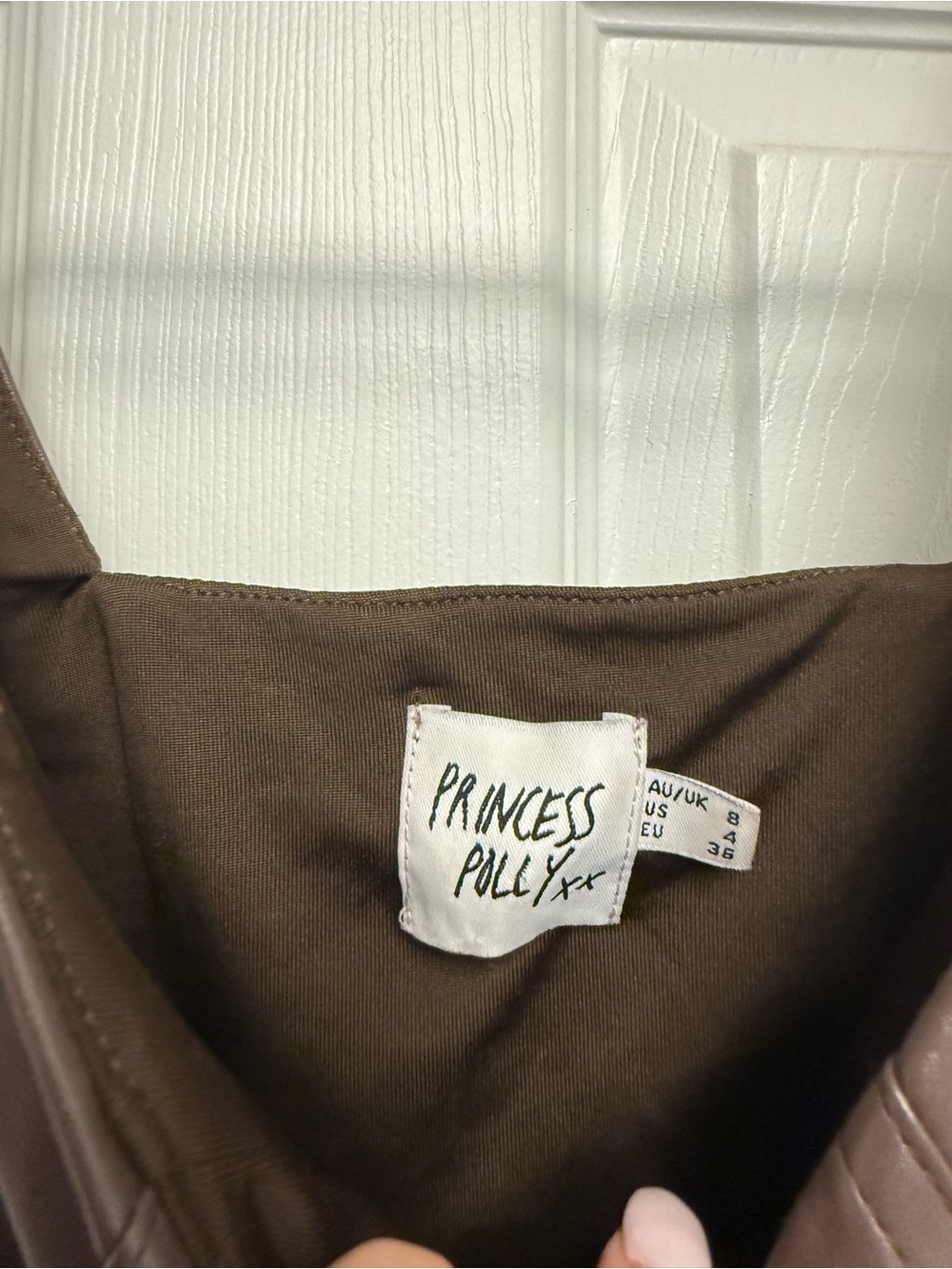 Princess Polly Brown Faux Leather Corset Top Women’s US 4 Hook Front Crop Tank - Picture 3 of 5